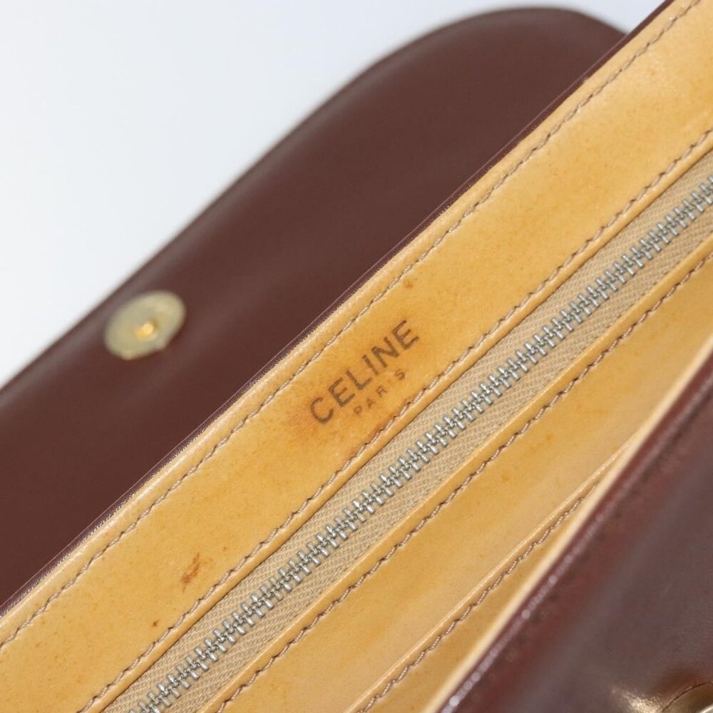 Authentic CELINE Shoulder Bag Leather Brown Gold - Picture 2 of 16